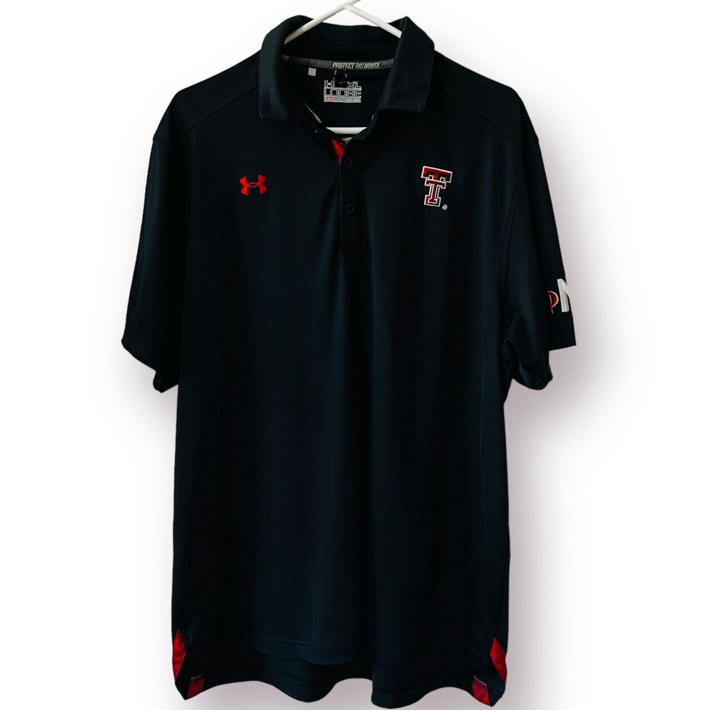 Under Armor Men's Polo Golf Shirt Size XL  for Texas Tech University Black Red